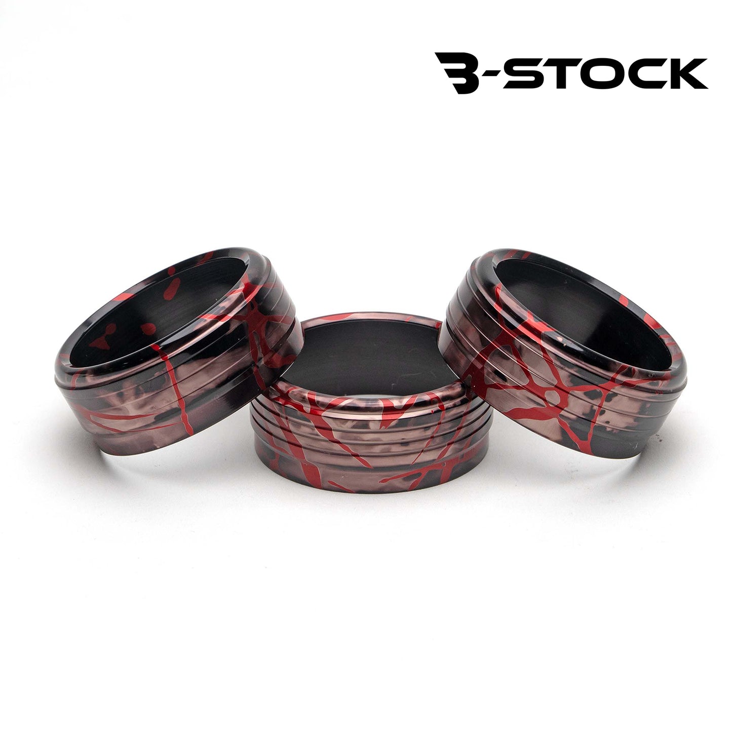 "B" Stock Climate Control Knob Covers - Black Smoke with Red Splash - Fits Subaru WRX/STI (15-21), Crosstrek (13-17), Forester (14-18), Impreza (12-16)