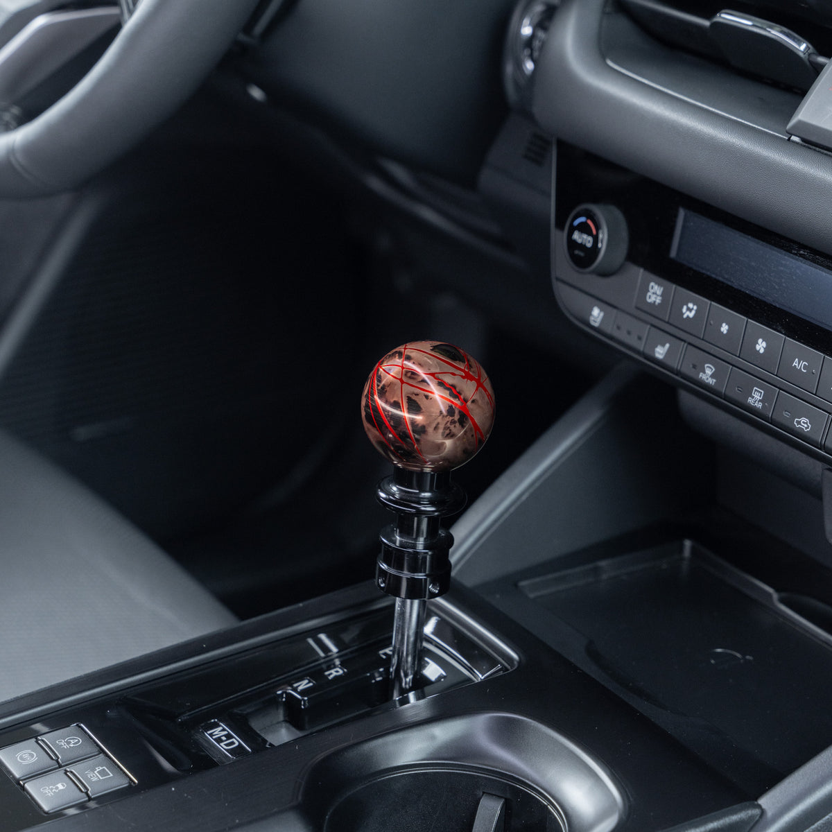 Billetworkz Automatic Shifter - Black Smoke w/ Red Splash - Fits Subaru CVT: WRX (2022+), Crosstrek (2024+), Forester (2025+), Impreza (2024+), Legacy/Outback (2015+)