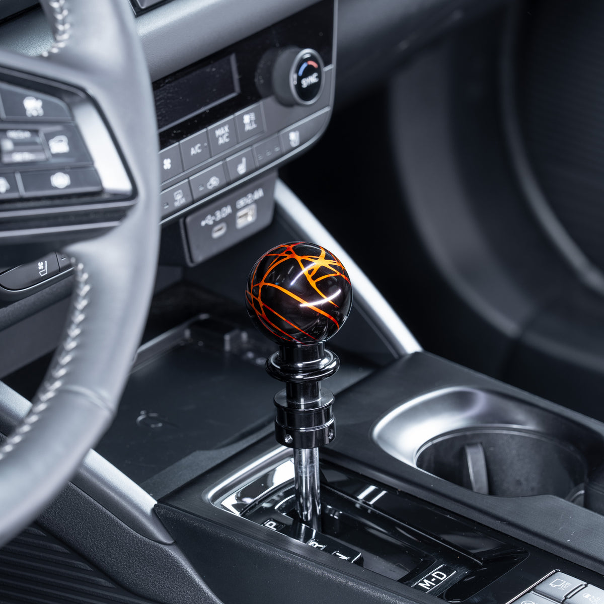 Billetworkz Automatic Shifter - Black w/ Fire Splash - Fits Subaru CVT: WRX (2022+), Crosstrek (2024+), Forester (2025+), Impreza (2024+), Legacy/Outback (2015+)