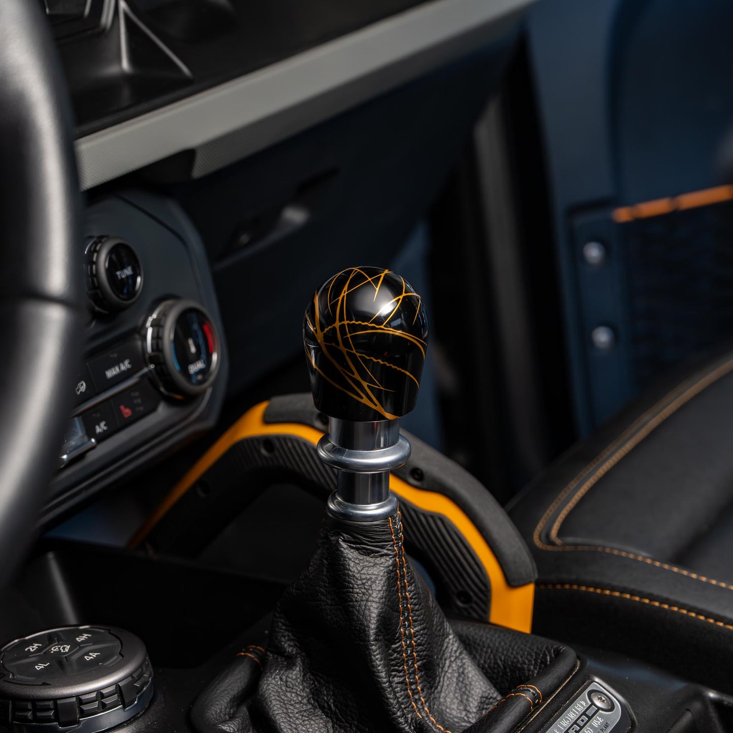 Billetworkz Shift Knob - Black w/ Gold Splash - Fits Ford Bronco 6-Speed (2021+)