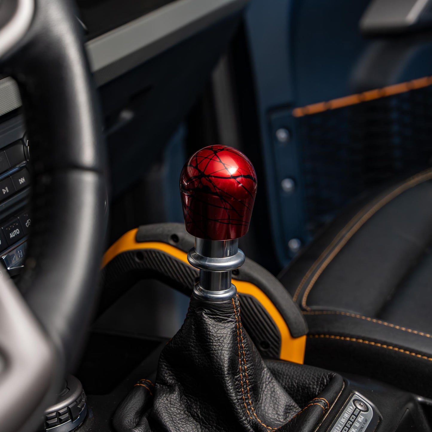 Billetworkz Shift Knob - Red w/ Black Splash - Fits Ford Bronco 6-Speed (2021+)