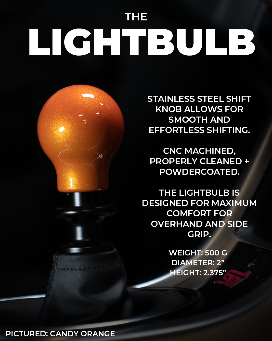 Billetworkz Lightbulb Weighted Shift Knob for Dodge Challenger 6-Speed (2015-2023)