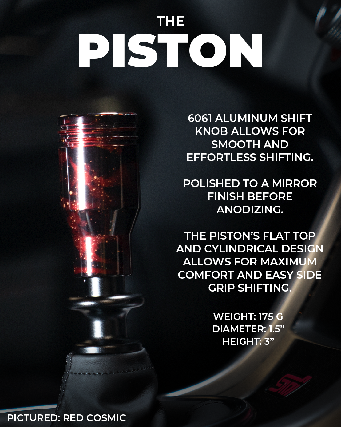 Billetworkz Piston Shift Knob for Dodge Challenger 6-Speed (2015-2023)