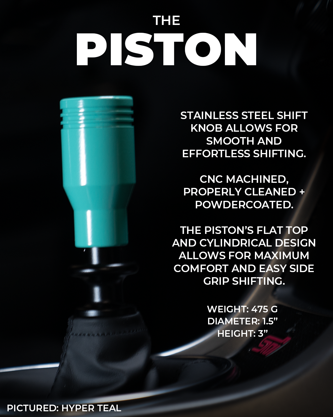 Billetworkz Piston Weighted Shift Knob for Dodge Challenger 6-Speed (2015-2023)