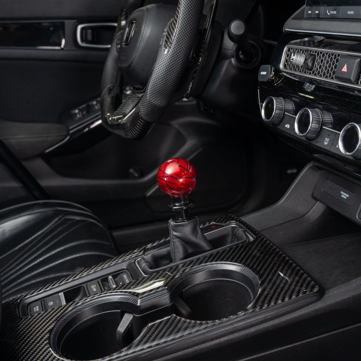Billetworkz Automatic Shifter - Red w/Black Splash - Honda Civic (2012–2026)