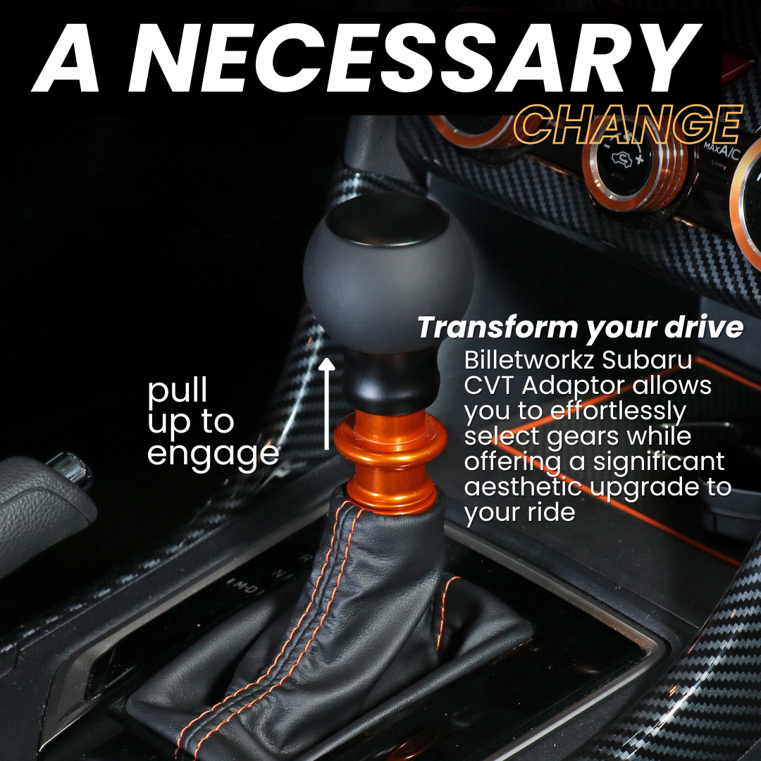 Billetworkz CVT Shift Knob Adapter – Fits Subaru CVT: WRX (15–21), Crosstrek (13–23), Forester (14–18), Impreza (12–23), Legacy/Outback (10–14)