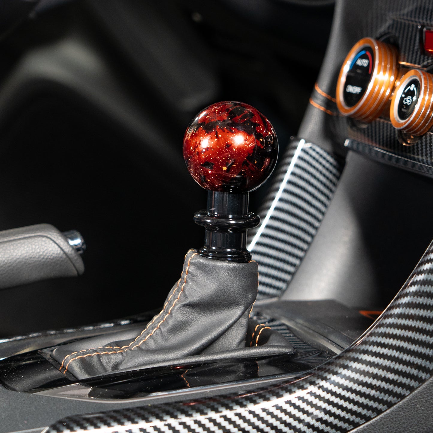 Billetworkz Automatic Shifter - Red Cosmic Space - Fits Subaru CVT: WRX (15–21), Crosstrek (13–23), Forester (14–18), Impreza (12–23), Legacy/Outback (10–14)