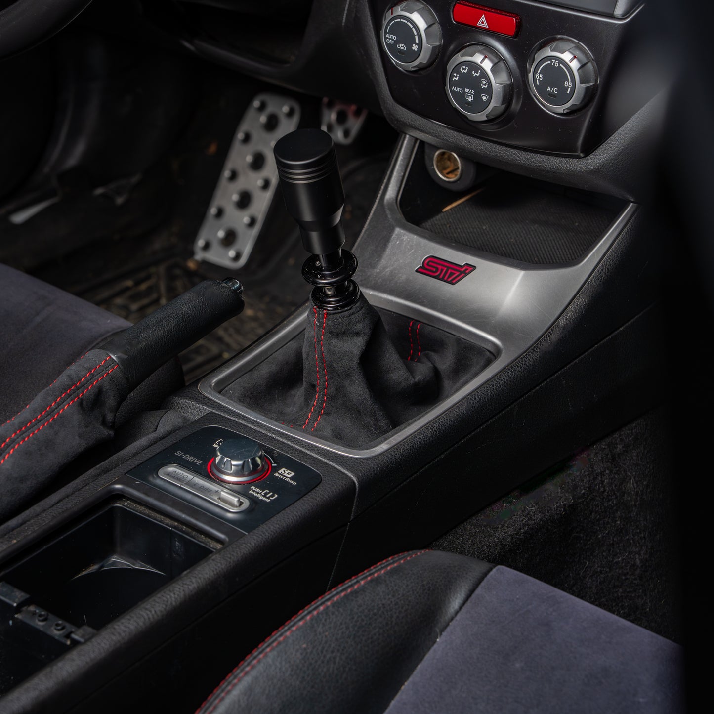 Billetworkz Alcantara Kit (Ultimate): Shift Knob, Shift Boot, E-Brake Boot Kit, and Door Pull Straps (2 Sets) - Subaru STI 2015-2021