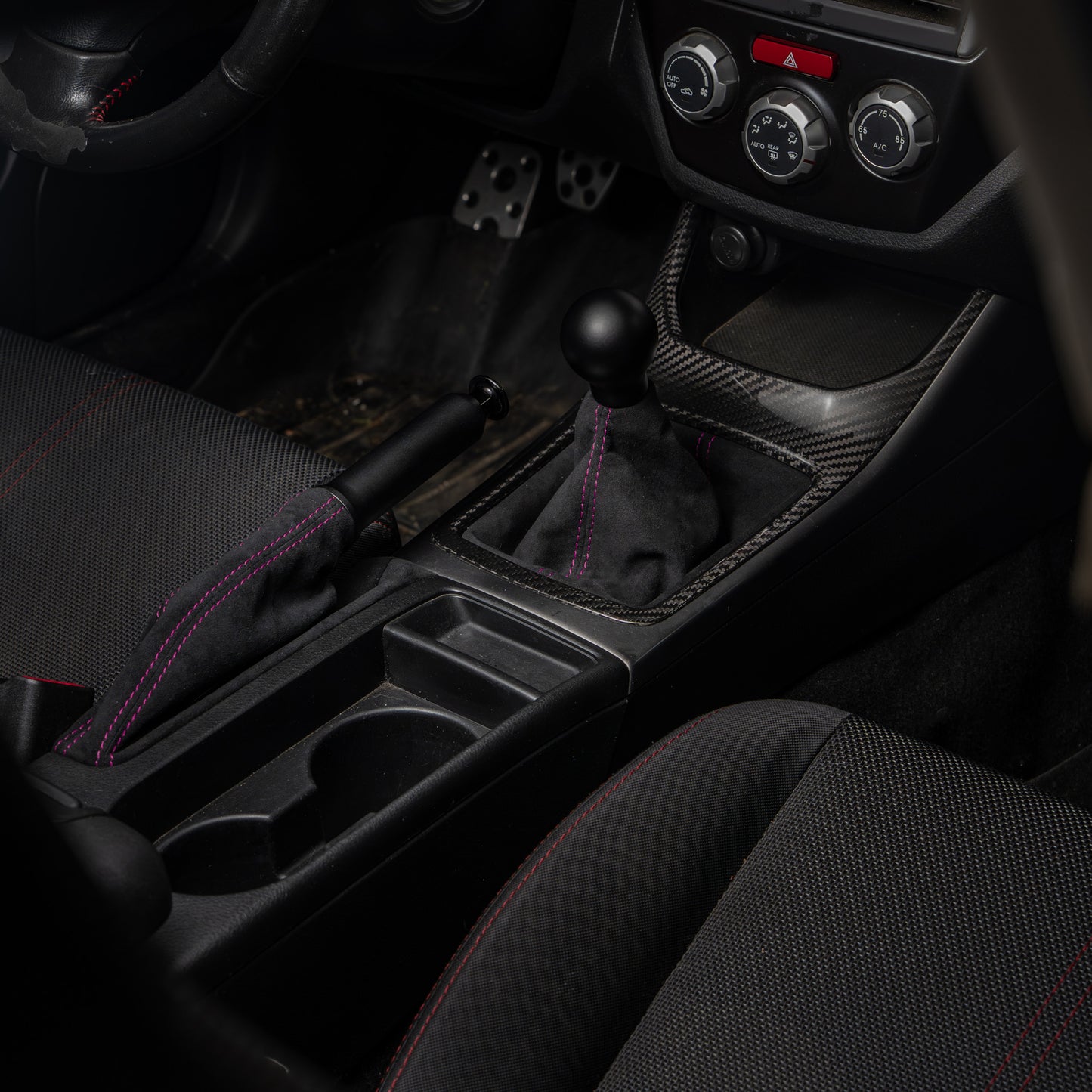 Billetworkz Alcantara Kit (Ultimate): Shift Knob, Shift Boot, E-Brake Boot Kit, and Door Pull Straps (2 Sets) - Subaru WRX 2008-2014