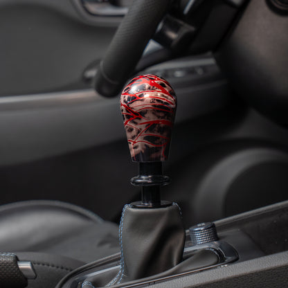 Billetworkz Automatic Shifter - Black Smoke w/ Red Splash - Fits Hyundai Veloster N / Elantra N / Kona N (2019+)