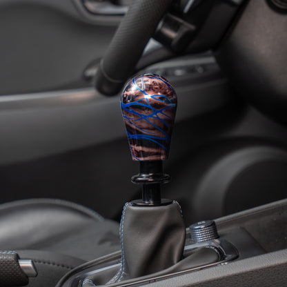 Billetworkz Automatic Shifter - Black Smoke w/ Blue Splash - Fits Hyundai Veloster N / Elantra N / Kona N (2019+)