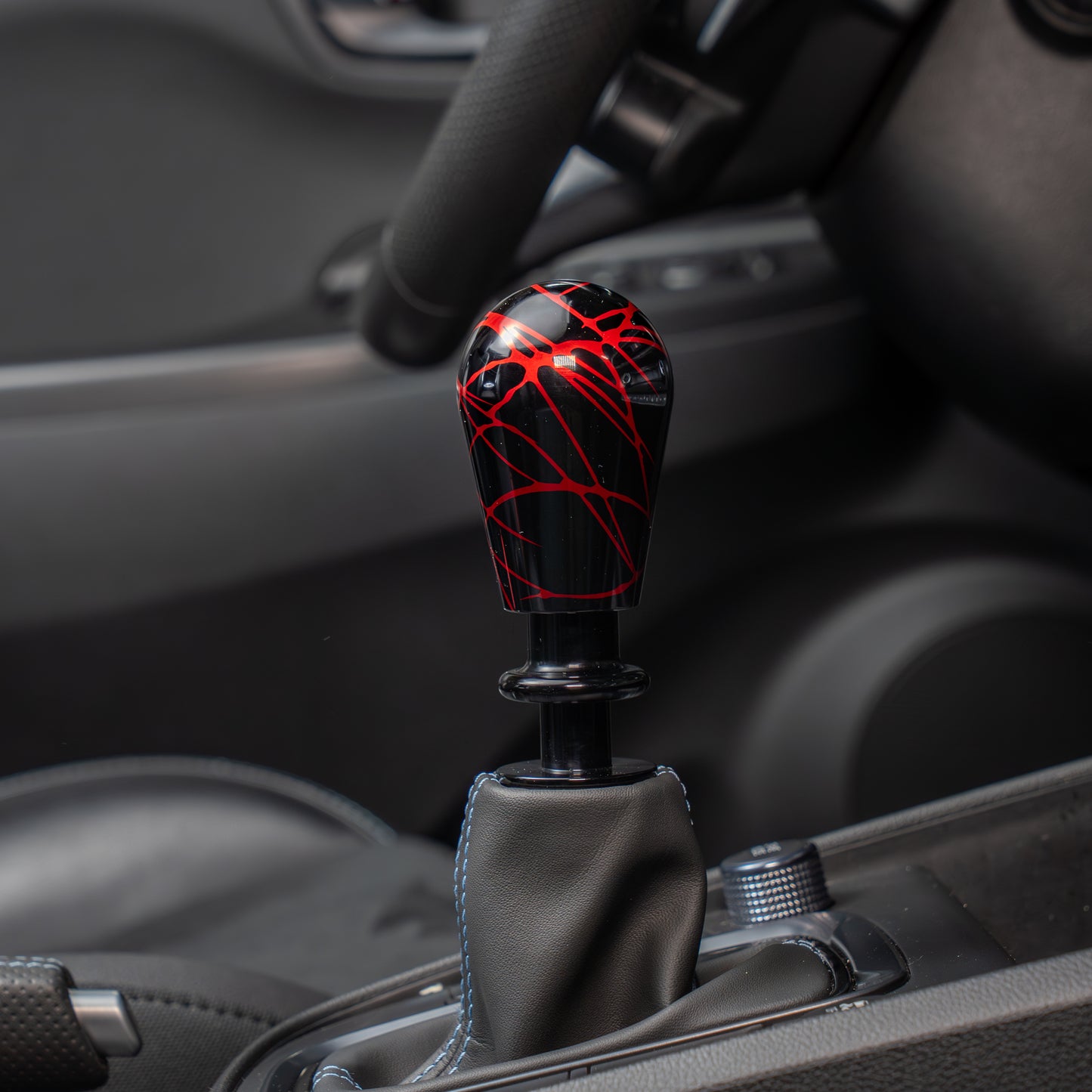Billetworkz Automatic Shifter - Black w/ Red Splash - Fits Hyundai Veloster N / Elantra N / Kona N (2019+)