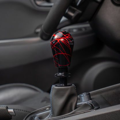Billetworkz Automatic Shifter - Black w/ Red Splash - Fits Hyundai Veloster N / Elantra N / Kona N (2019+)