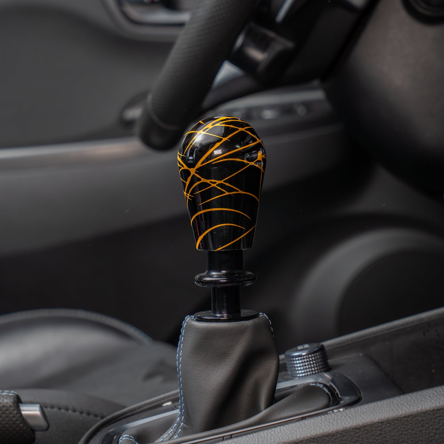 Billetworkz Automatic Shifter - Black w/ Gold Splash - Fits Hyundai Veloster N / Elantra N / Kona N (2019+)