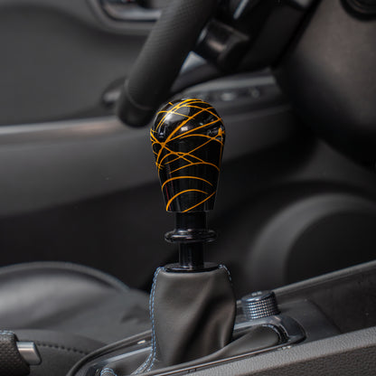 Billetworkz Automatic Shifter - Black w/ Gold Splash - Fits Hyundai Veloster N / Elantra N / Kona N (2019+)