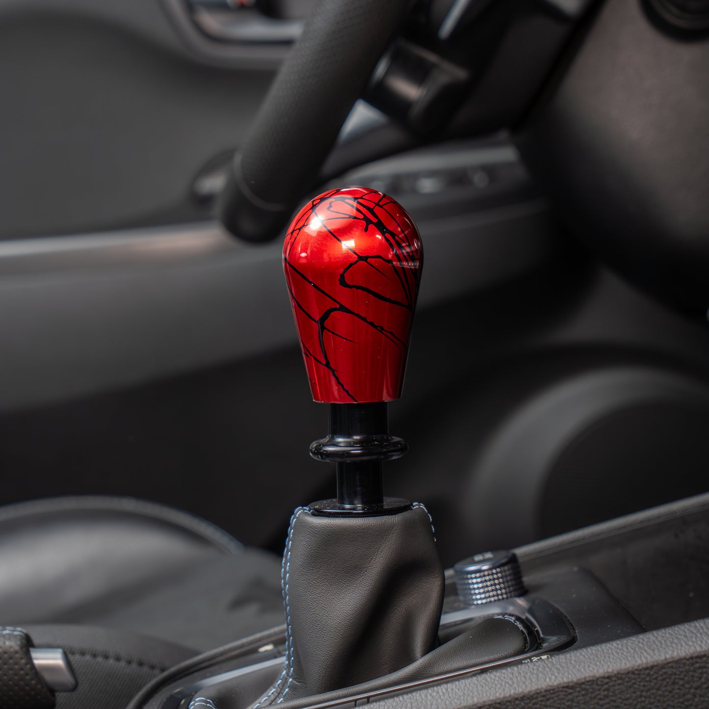 Billetworkz Automatic Shifter - Red w/ Black Splash - Fits Hyundai Veloster N / Elantra N / Kona N (2019+)