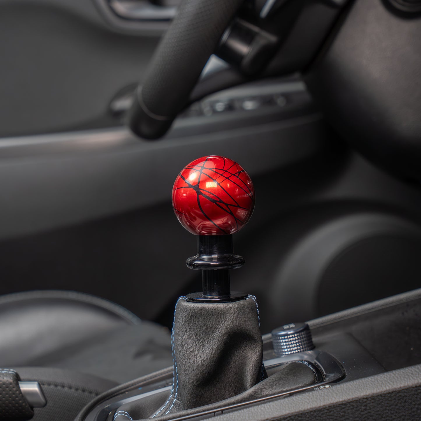 Billetworkz Automatic Shifter - Red w/ Black Splash - Fits Hyundai Veloster N / Elantra N / Kona N (2019+)