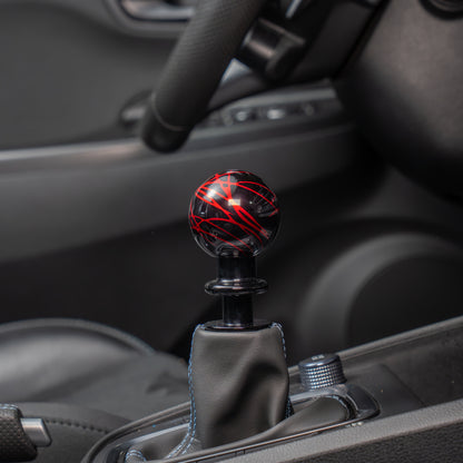 Billetworkz Automatic Shifter - Black w/ Red Splash - Fits Hyundai Veloster N / Elantra N / Kona N (2019+)