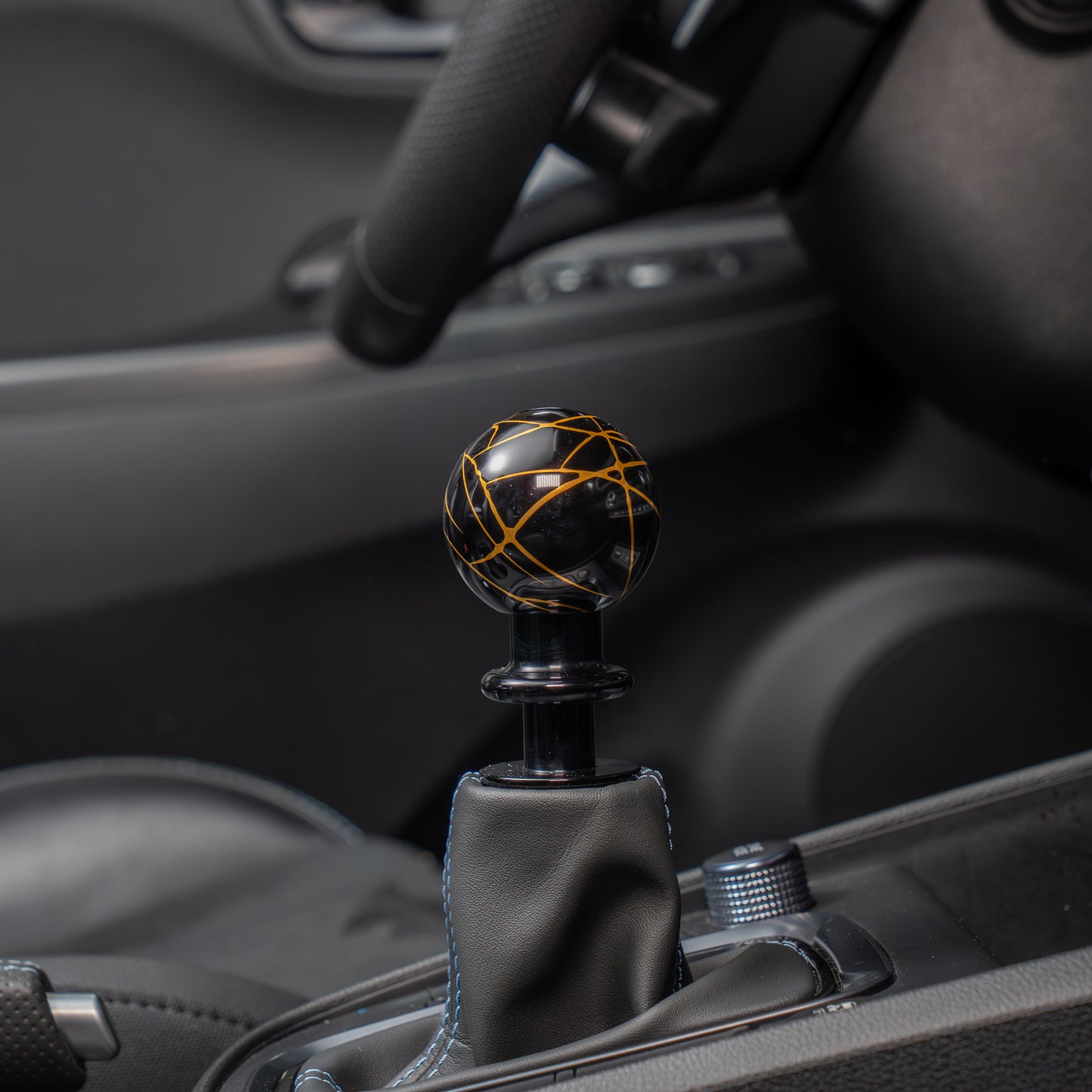 Billetworkz Automatic Shifter - Black w/ Gold Splash - Fits Hyundai Veloster N / Elantra N / Kona N (2019+)