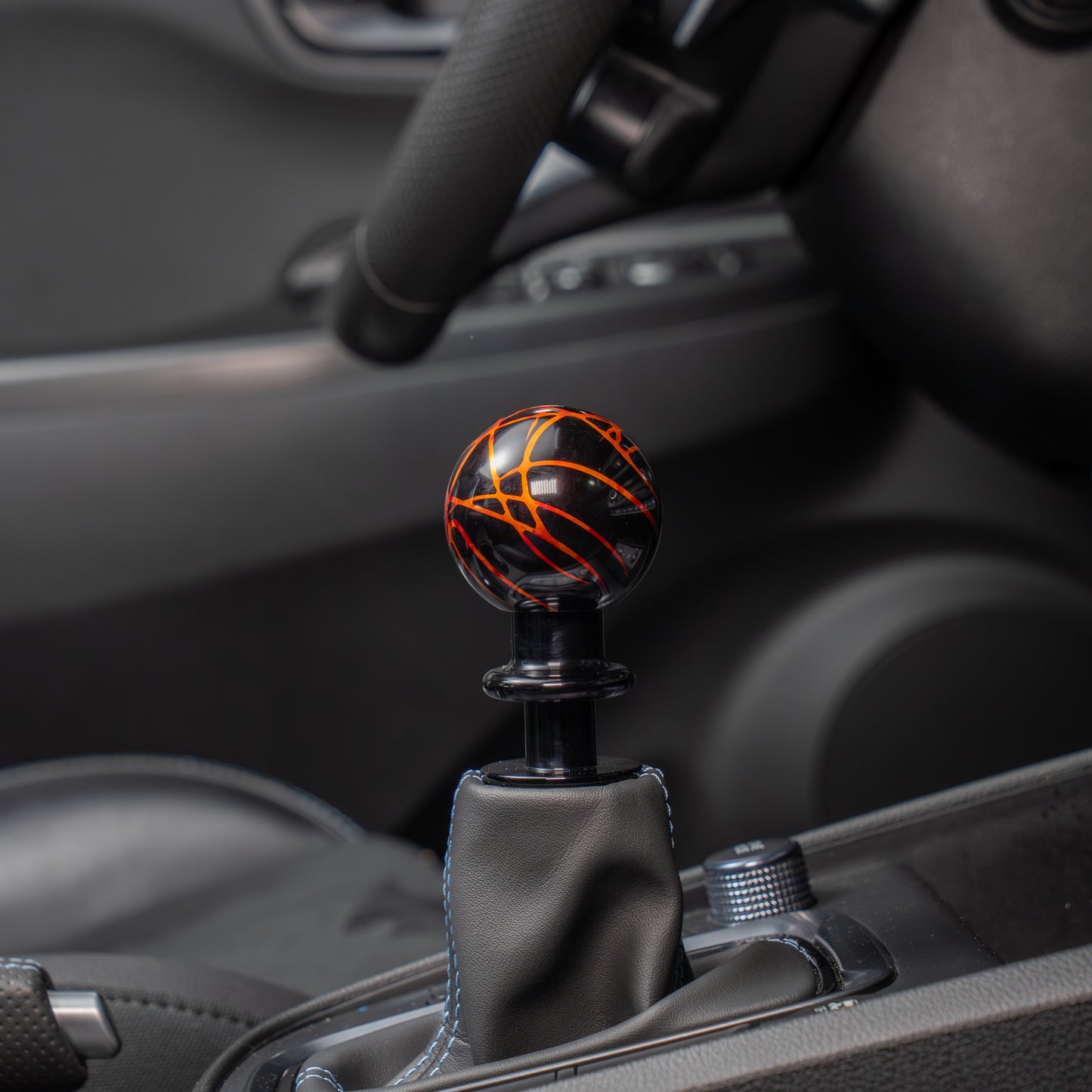 Billetworkz Automatic Shifter - Black w/ Fire Splash - Fits Hyundai Veloster N / Elantra N / Kona N (2019+)