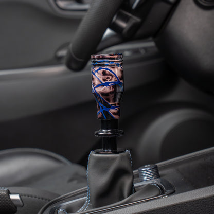 Billetworkz Automatic Shifter - Black Smoke w/ Blue Splash - Fits Hyundai Veloster N / Elantra N / Kona N (2019+)
