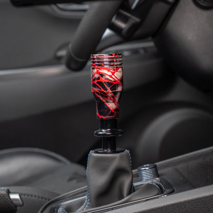 Billetworkz Automatic Shifter - Black Smoke w/ Red Splash - Fits Hyundai Veloster N / Elantra N / Kona N (2019+)