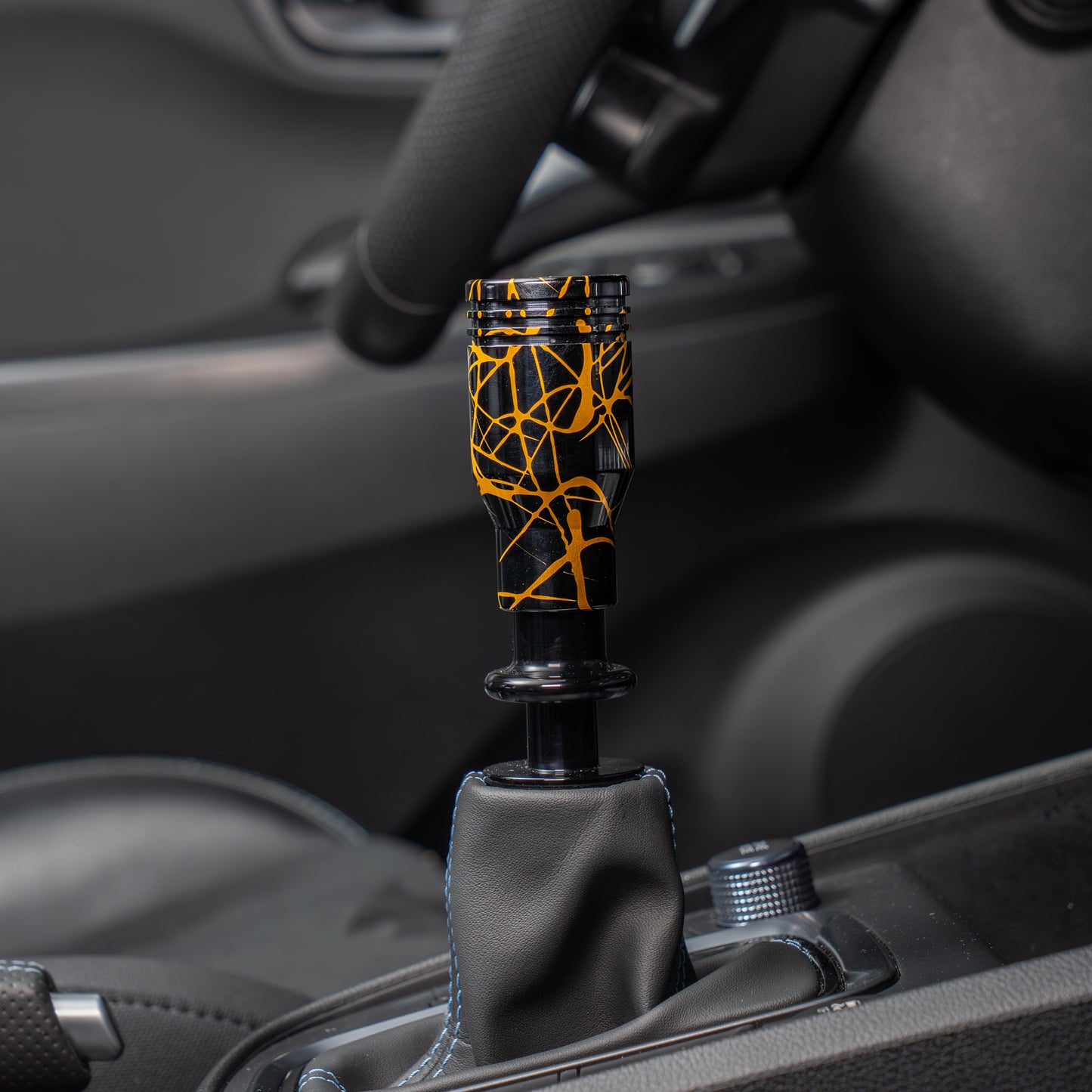 Billetworkz Automatic Shifter - Black w/ Gold Splash - Fits Hyundai Veloster N / Elantra N / Kona N (2019+)