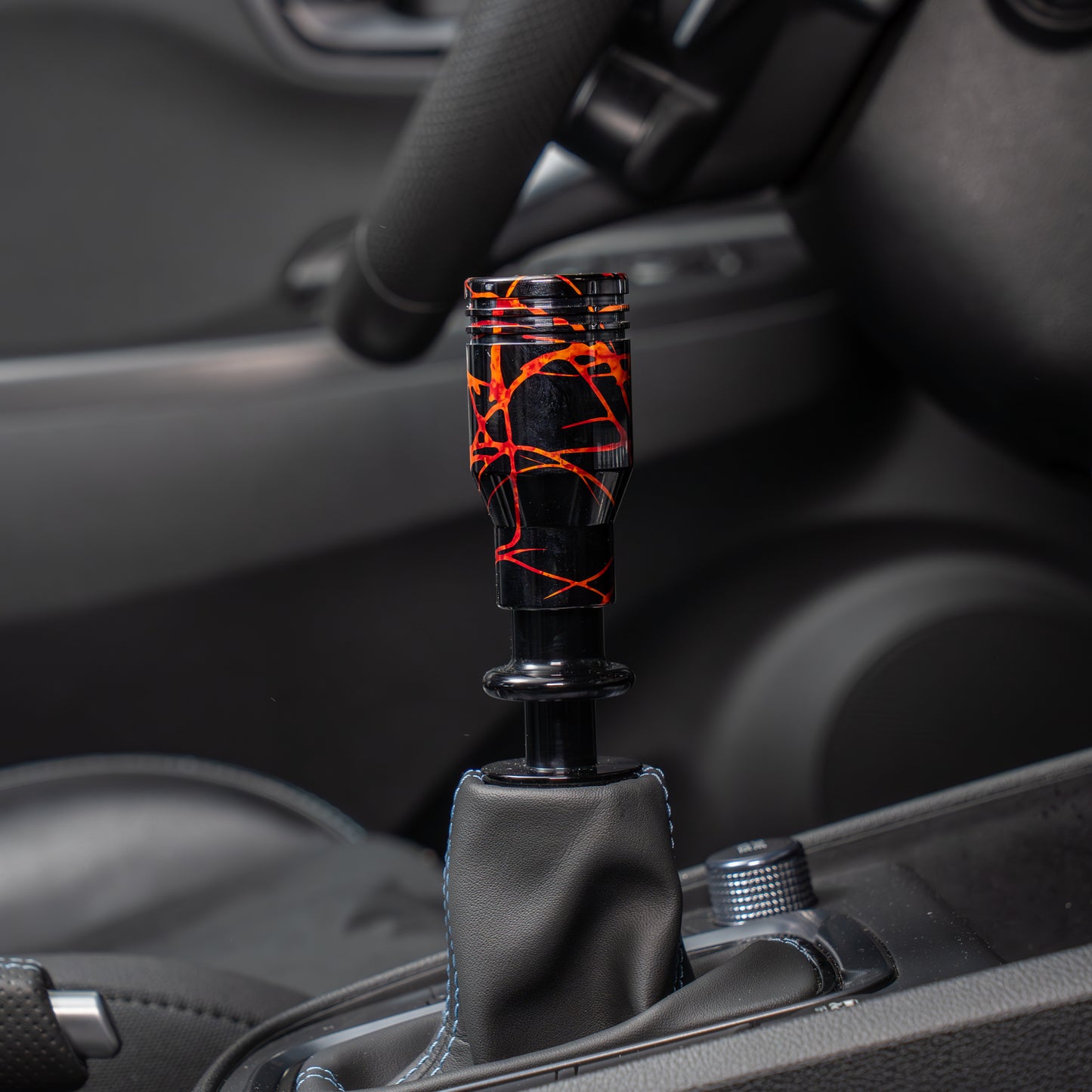 Billetworkz Automatic Shifter - Black w/ Fire Splash - Fits Hyundai Veloster N / Elantra N / Kona N (2019+)