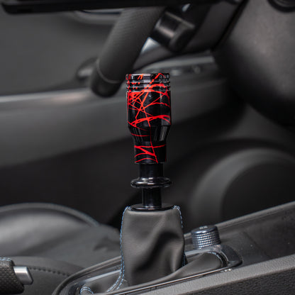 Billetworkz Automatic Shifter - Black w/ Red Splash - Fits Hyundai Veloster N / Elantra N / Kona N (2019+)