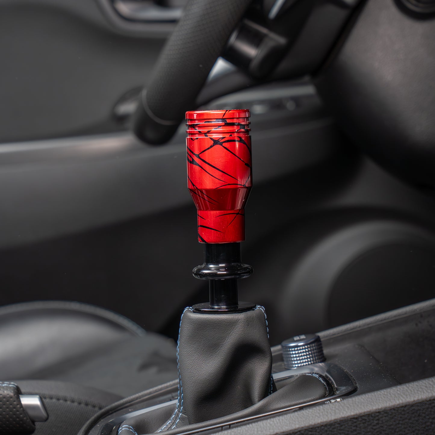 Billetworkz Automatic Shifter - Red w/ Black Splash - Fits Hyundai Veloster N / Elantra N / Kona N (2019+)