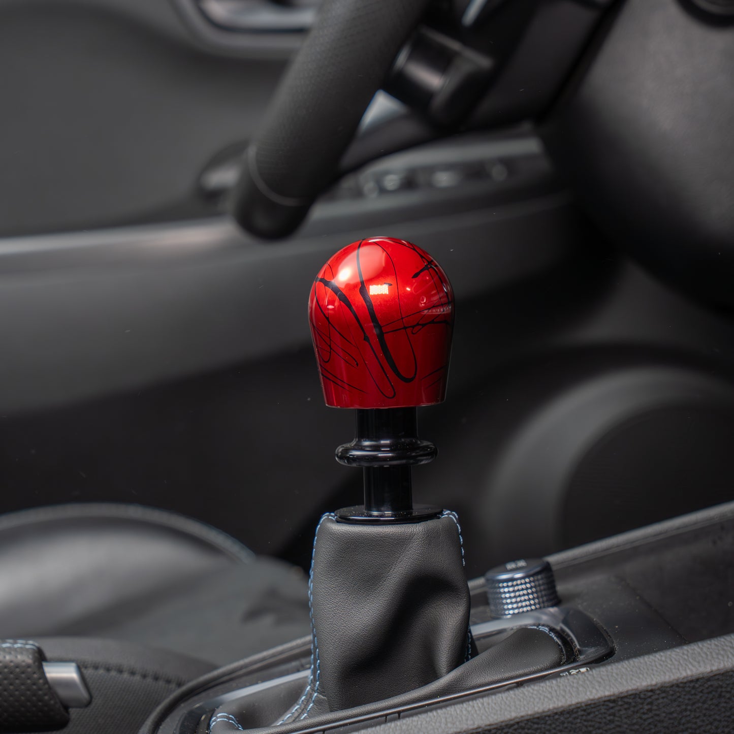 Billetworkz Automatic Shifter - Red w/ Black Splash - Fits Hyundai Veloster N / Elantra N / Kona N (2019+)