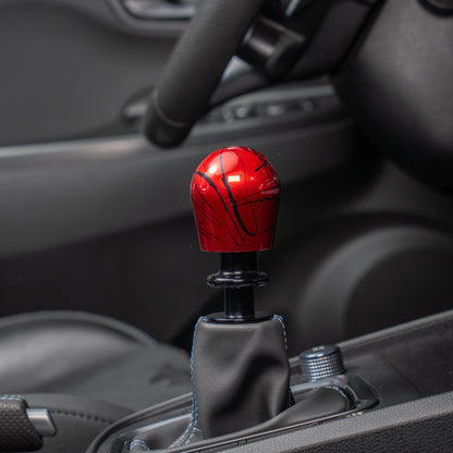 Billetworkz Automatic Shifter - Red w/ Black Splash - Fits Hyundai Veloster N / Elantra N / Kona N (2019+)