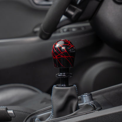Billetworkz Automatic Shifter - Black w/ Red Splash - Fits Hyundai Veloster N / Elantra N / Kona N (2019+)
