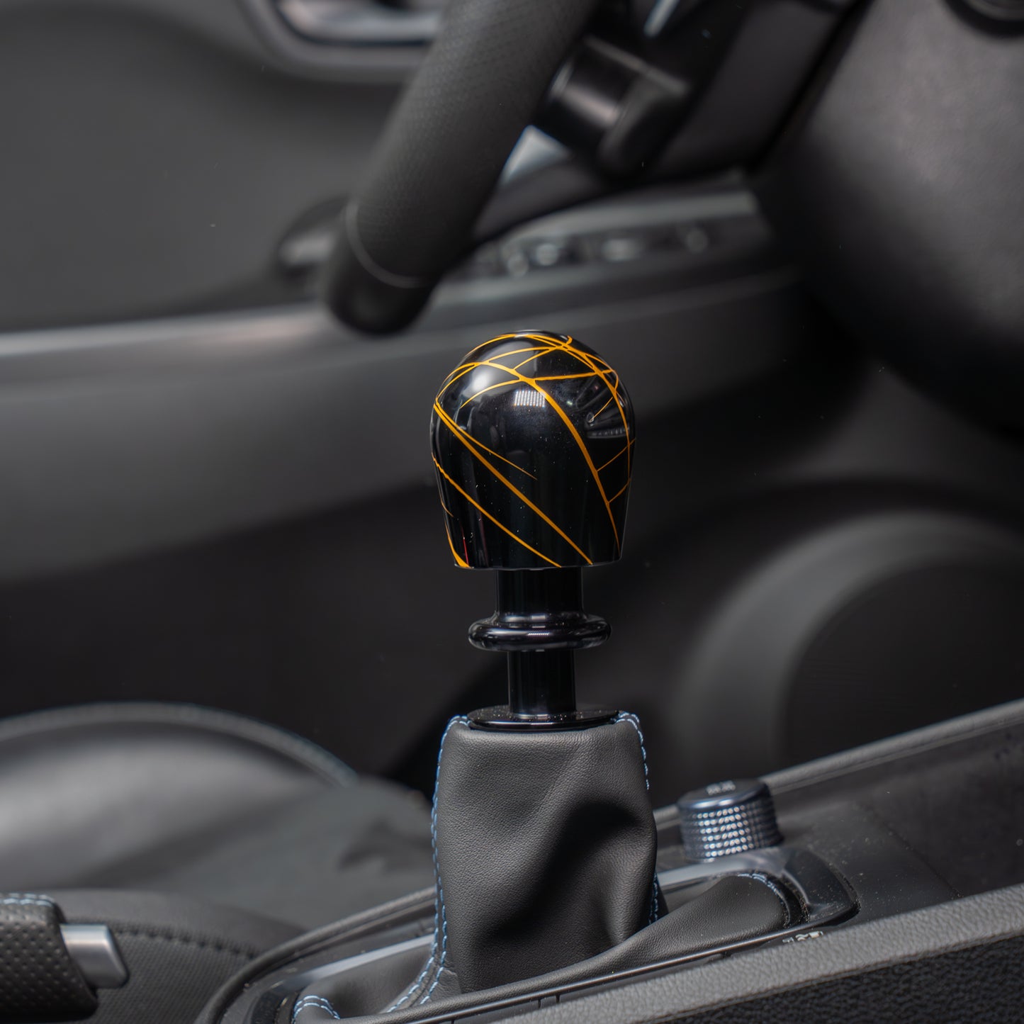 Billetworkz Automatic Shifter - Black w/ Gold Splash - Fits Hyundai Veloster N / Elantra N / Kona N (2019+)