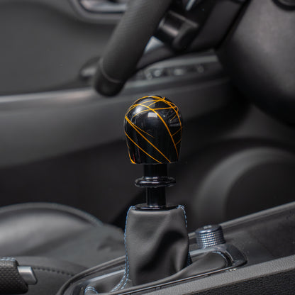 Billetworkz Automatic Shifter - Black w/ Gold Splash - Fits Hyundai Veloster N / Elantra N / Kona N (2019+)