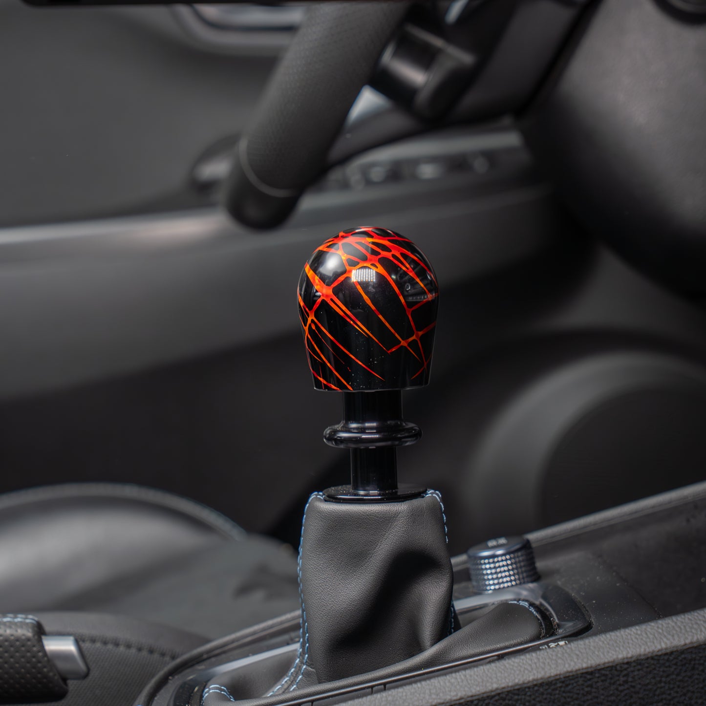 Billetworkz Automatic Shifter - Black w/ Fire Splash - Fits Hyundai Veloster N / Elantra N / Kona N (2019+)