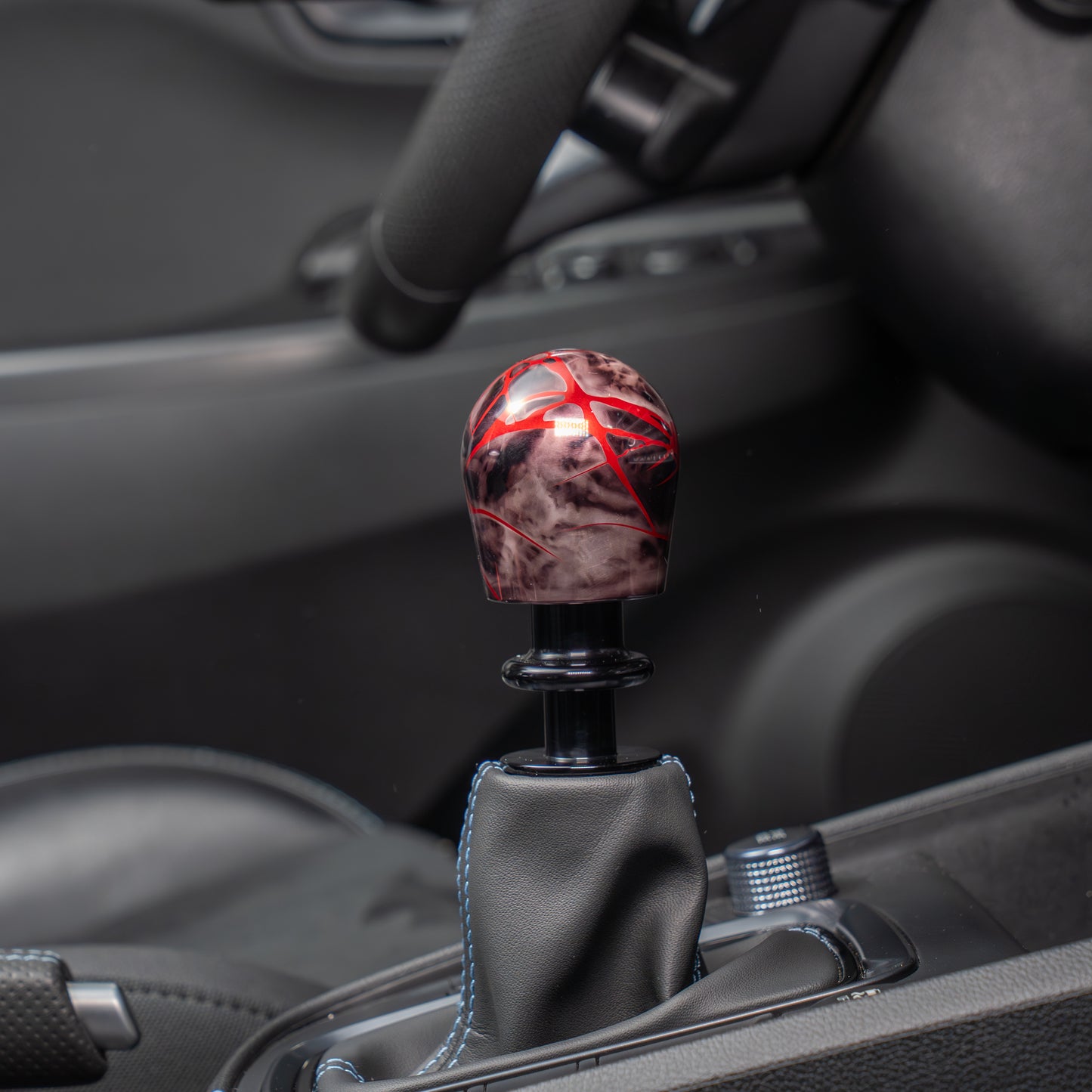 Billetworkz Automatic Shifter - Black Smoke w/ Red Splash - Fits Hyundai Veloster N / Elantra N / Kona N (2019+)
