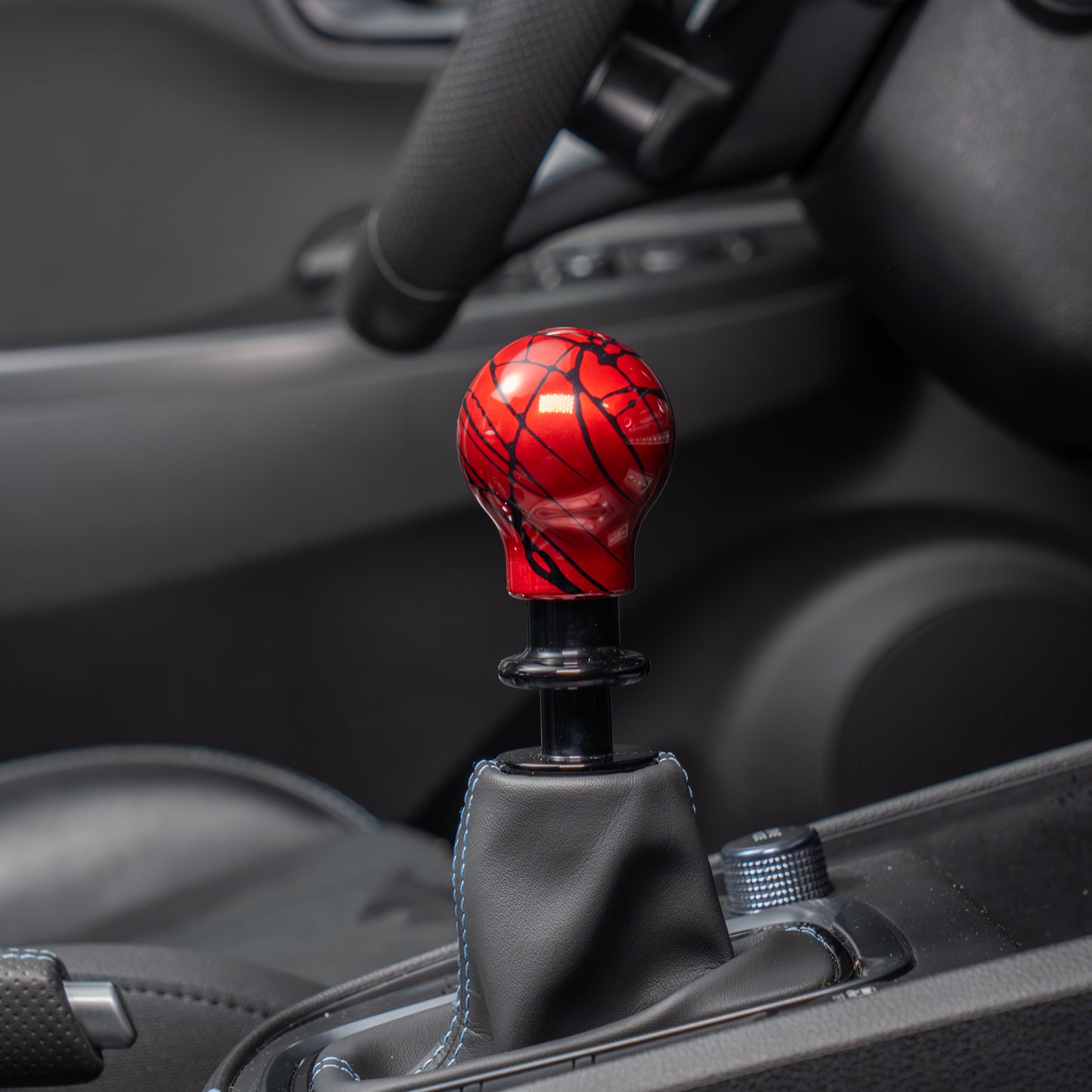 Billetworkz Automatic Shifter - Red w/ Black Splash - Fits Hyundai Veloster N / Elantra N / Kona N (2019+)