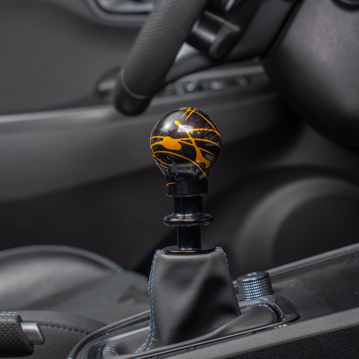 Billetworkz Automatic Shifter - Black w/ Gold Splash - Fits Hyundai Veloster N / Elantra N / Kona N (2019+)