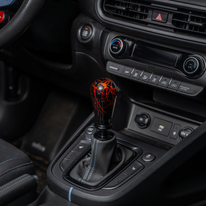 Billetworkz Automatic Shifter - Black w/ Fire Splash - Fits Hyundai Veloster N / Elantra N / Kona N (2019+)