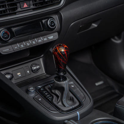 Billetworkz Automatic Shifter - Black w/ Fire Splash - Fits Hyundai Veloster N / Elantra N / Kona N (2019+)