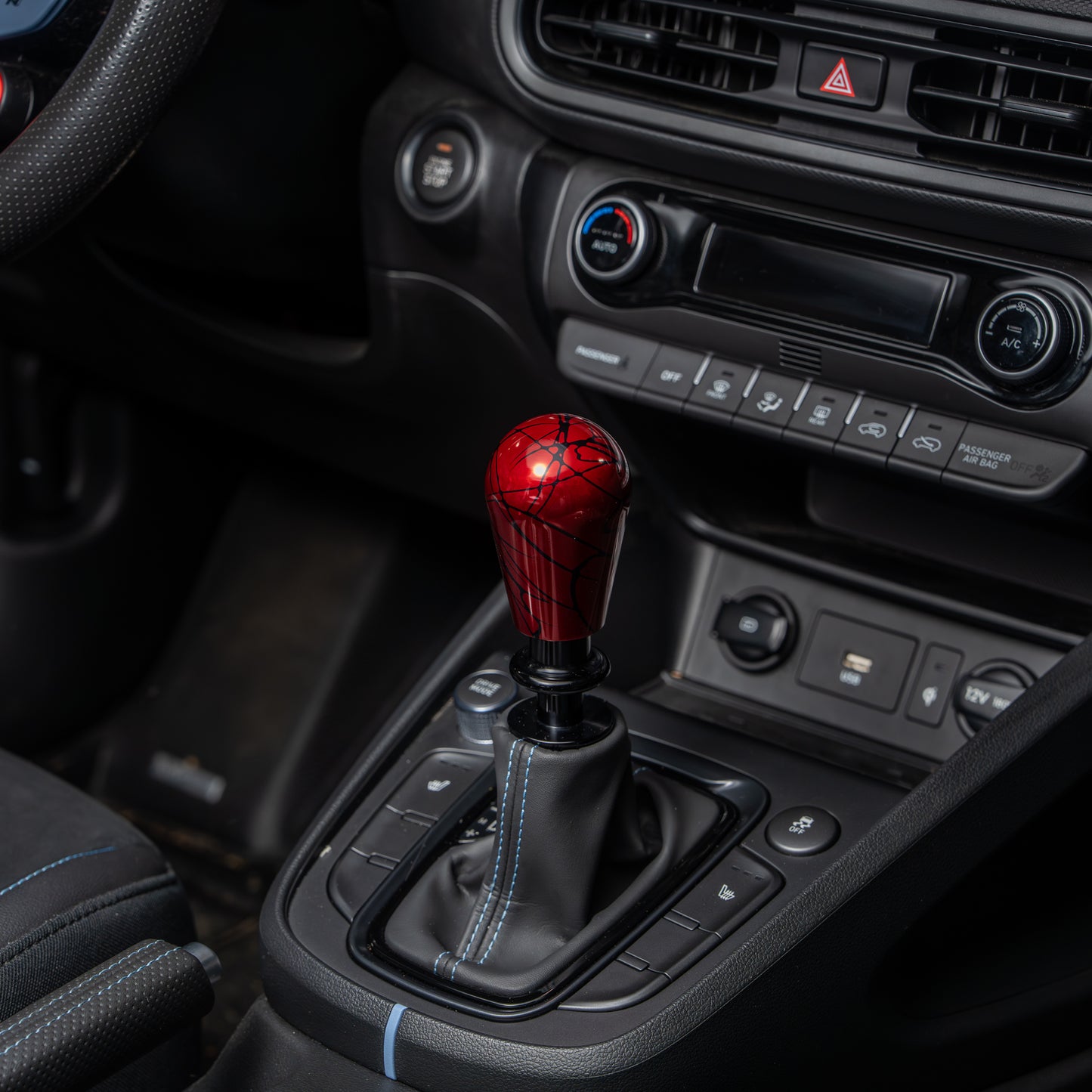 Billetworkz Automatic Shifter - Red w/ Black Splash - Fits Hyundai Veloster N / Elantra N / Kona N (2019+)