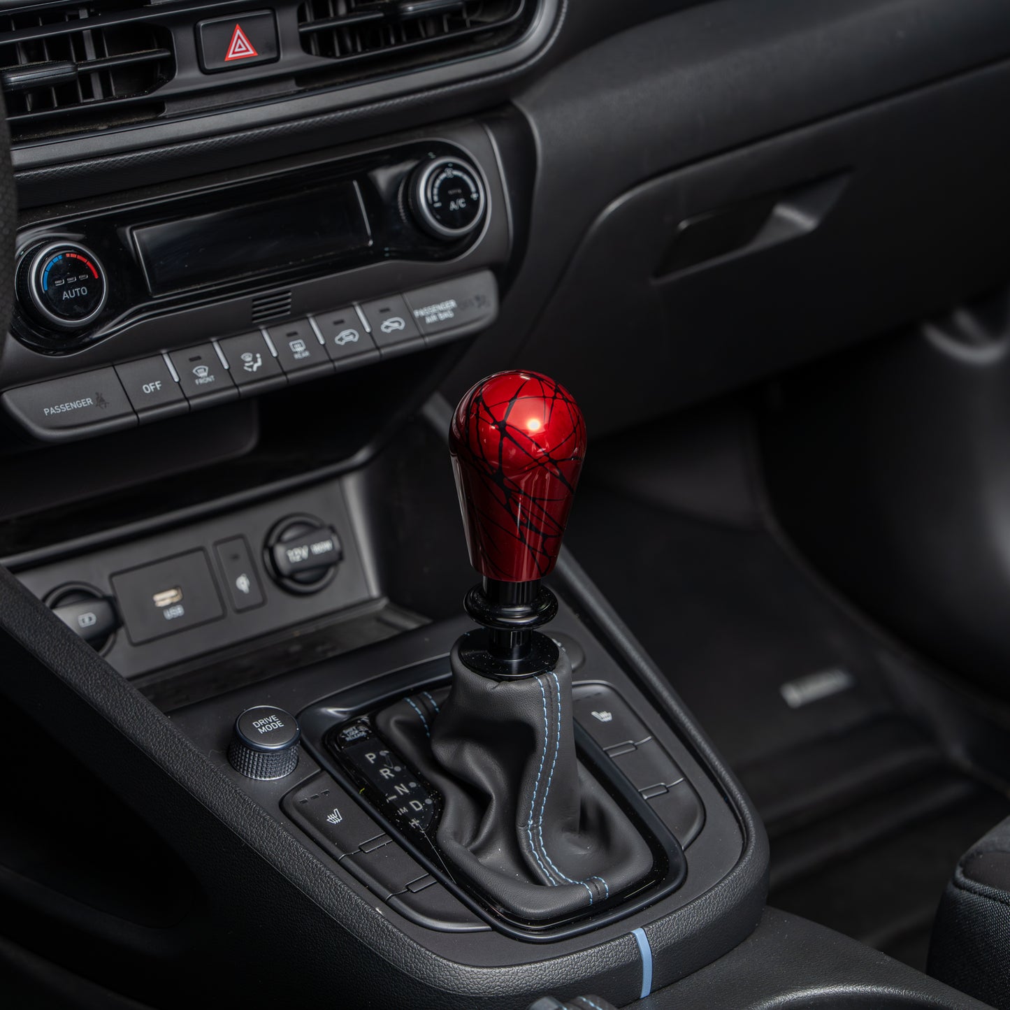 Billetworkz Automatic Shifter - Red w/ Black Splash - Fits Hyundai Veloster N / Elantra N / Kona N (2019+)