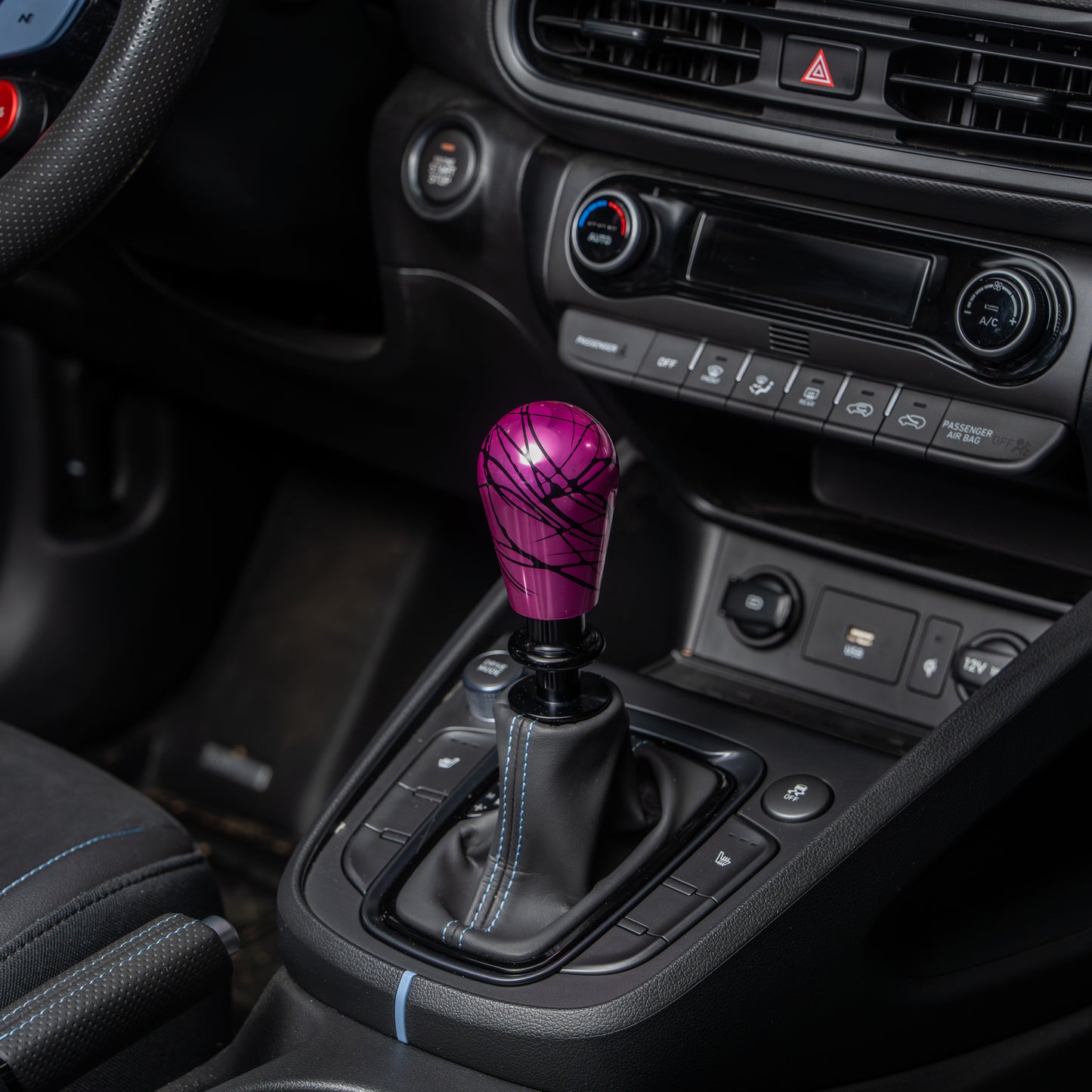 Billetworkz Automatic Shifter - Pink w/ Black Splash - Fits Hyundai Veloster N / Elantra N / Kona N (2019+)