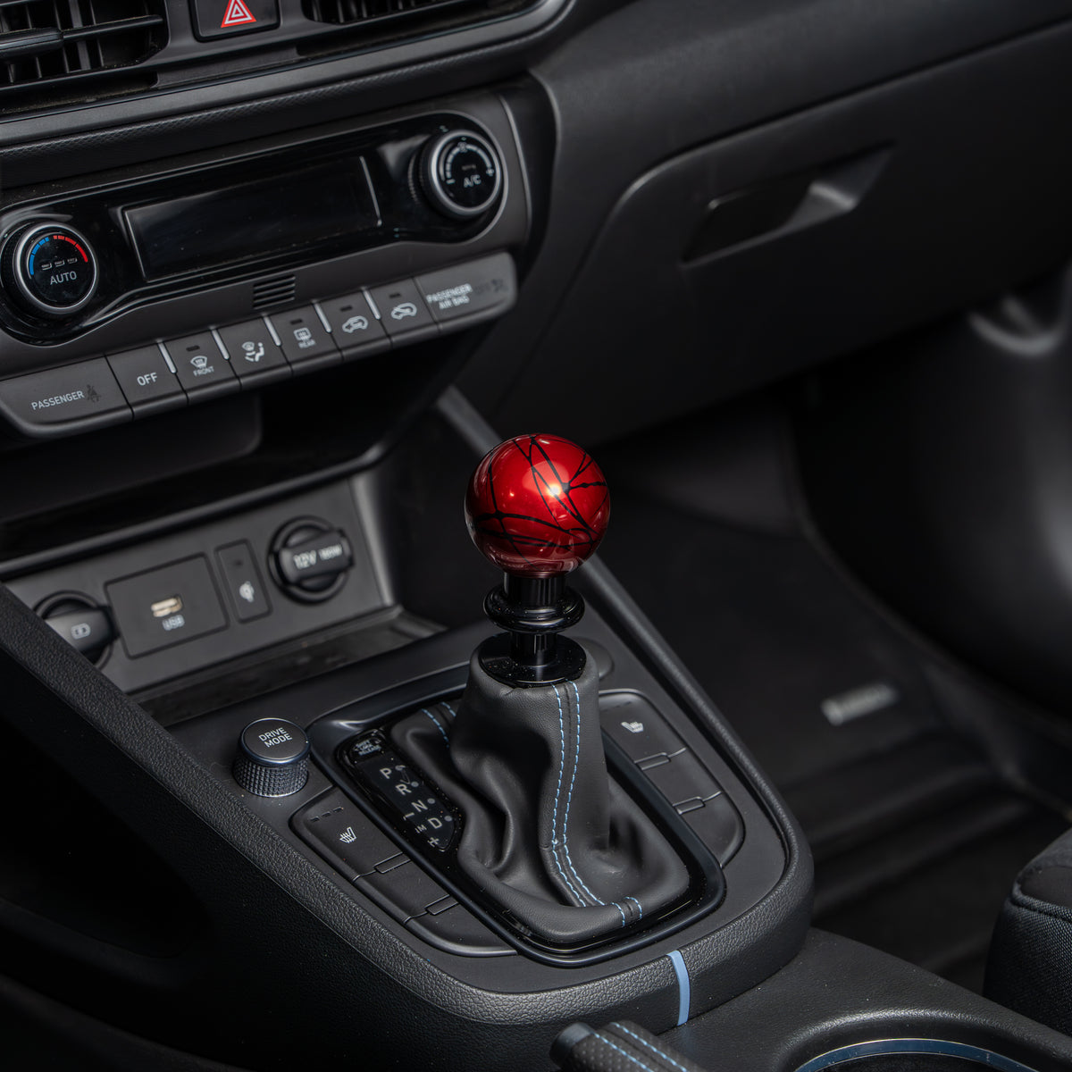 Billetworkz Automatic Shifter - Red w/ Black Splash - Fits Hyundai Veloster N / Elantra N / Kona N (2019+)