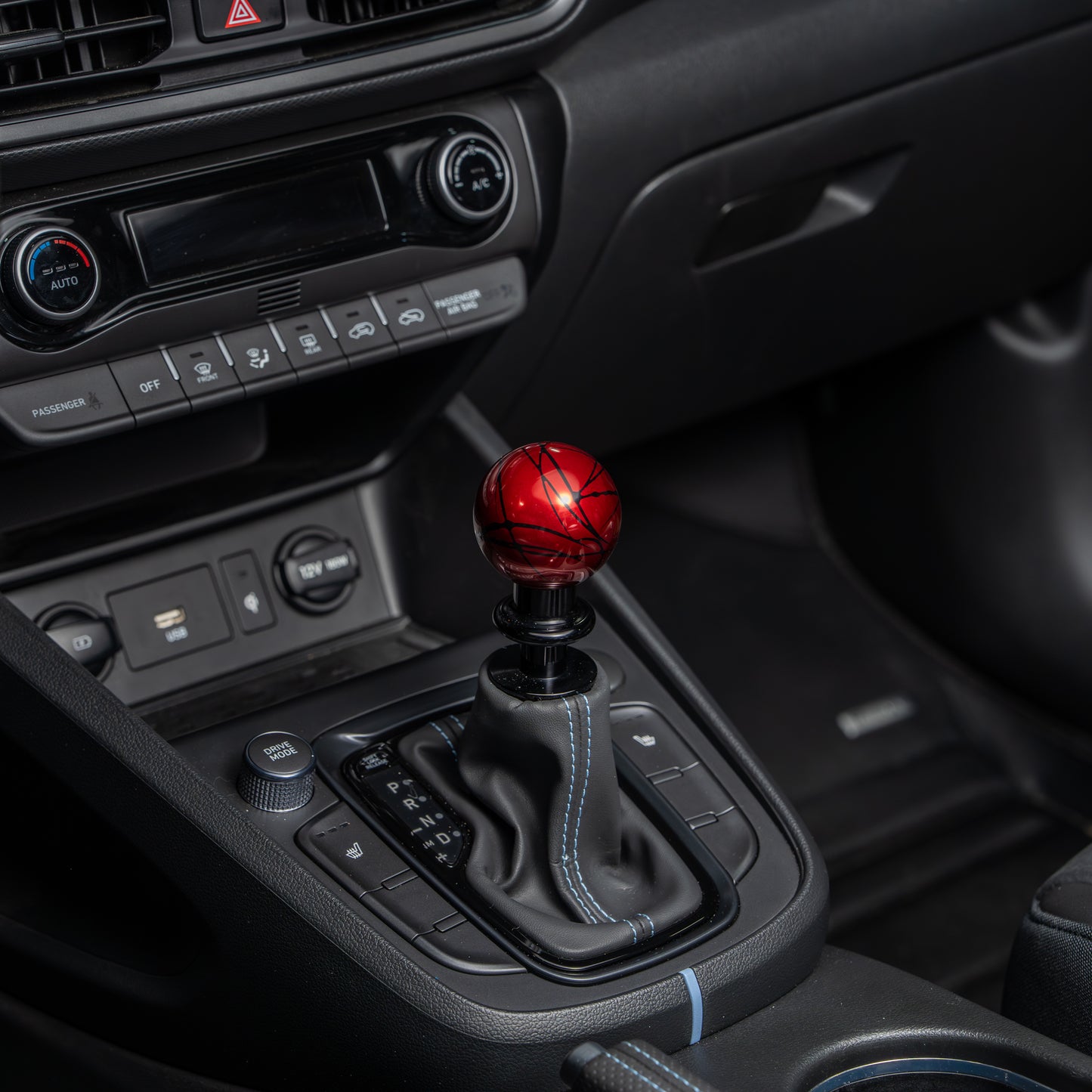 Billetworkz Automatic Shifter - Red w/ Black Splash - Fits Hyundai Veloster N / Elantra N / Kona N (2019+)