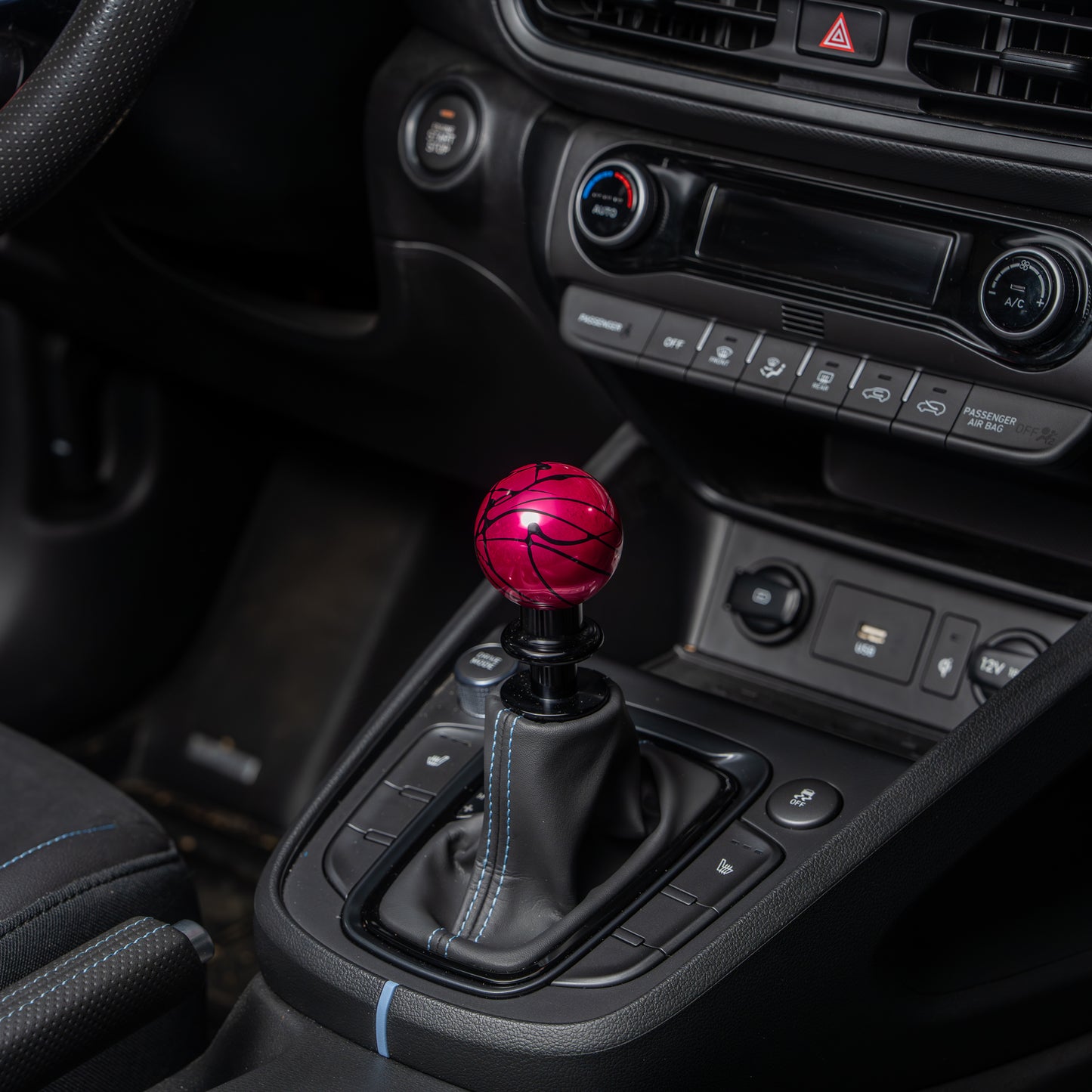 Billetworkz Automatic Shifter - Pink w/ Black Splash - Fits Hyundai Veloster N / Elantra N / Kona N (2019+)
