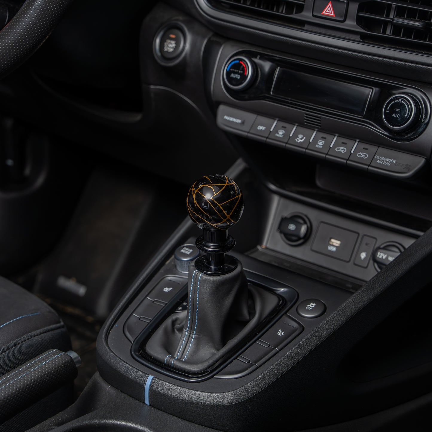 Billetworkz Automatic Shifter - Black w/ Gold Splash - Fits Hyundai Veloster N / Elantra N / Kona N (2019+)