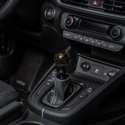 Billetworkz Automatic Shifter - Black w/ Gold Splash - Fits Hyundai Veloster N / Elantra N / Kona N (2019+)