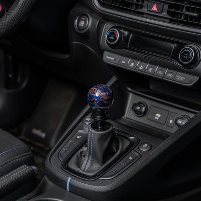 Billetworkz Automatic Shifter - Black Smoke w/ Blue Splash - Fits Hyundai Veloster N / Elantra N / Kona N (2019+)
